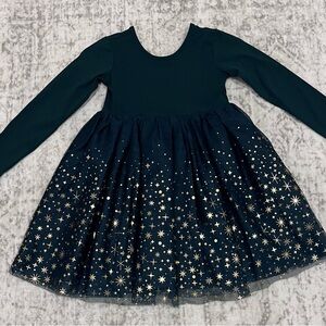 Hanna Andersson Long Sleeve Shimmer Tulle Dress Dark Green